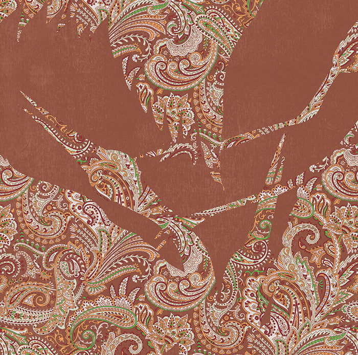 The Swoop Heron Hybrid Mural Wallpaper - Terracotta