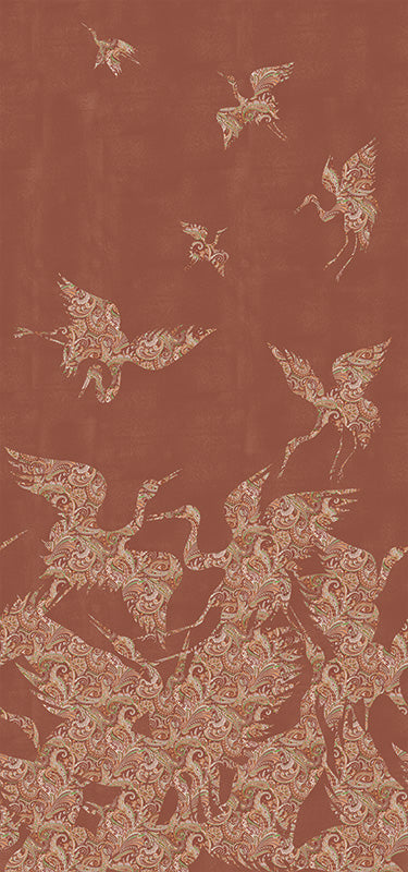The Swoop Heron Hybrid Mural Wallpaper - Terracotta