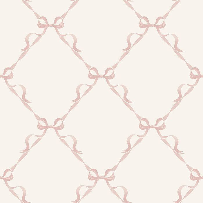 Tied With a Bow Wallpaper - Cream/Pink