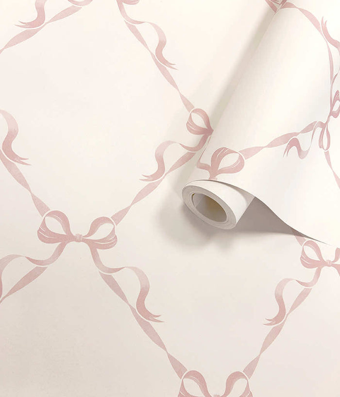 Tied With a Bow Wallpaper - Cream/Pink