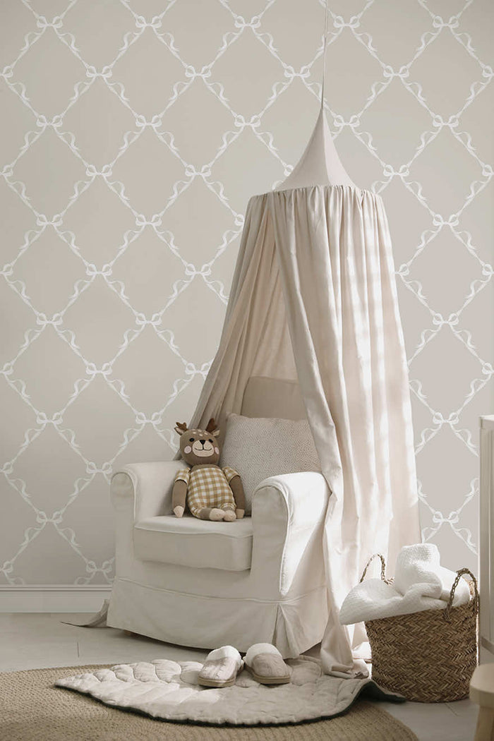 Tied With a Bow Wallpaper - Warm Grey