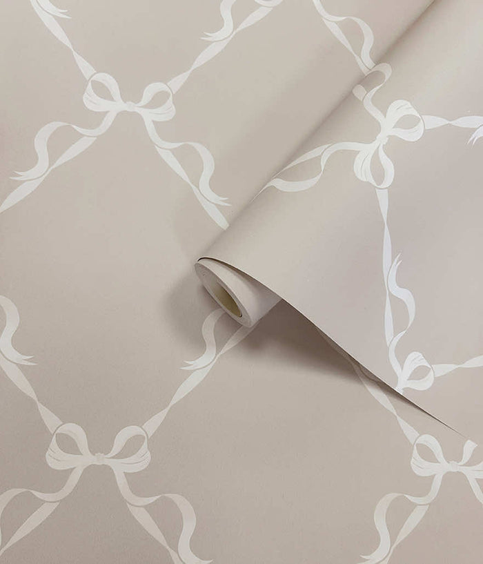 Tied With a Bow Wallpaper - Warm Grey