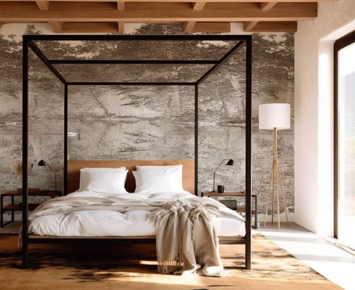 Toile De Jouy - Custom sized wallpaper mural (per/m2) - Chestnut