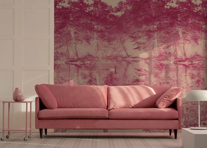 Toile De Jouy - Custom sized wallpaper mural (per/m2) - Rose
