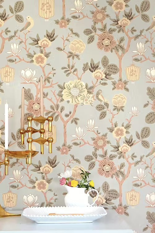 Tokyo Tea Party Wallpaper - Whispering Blue