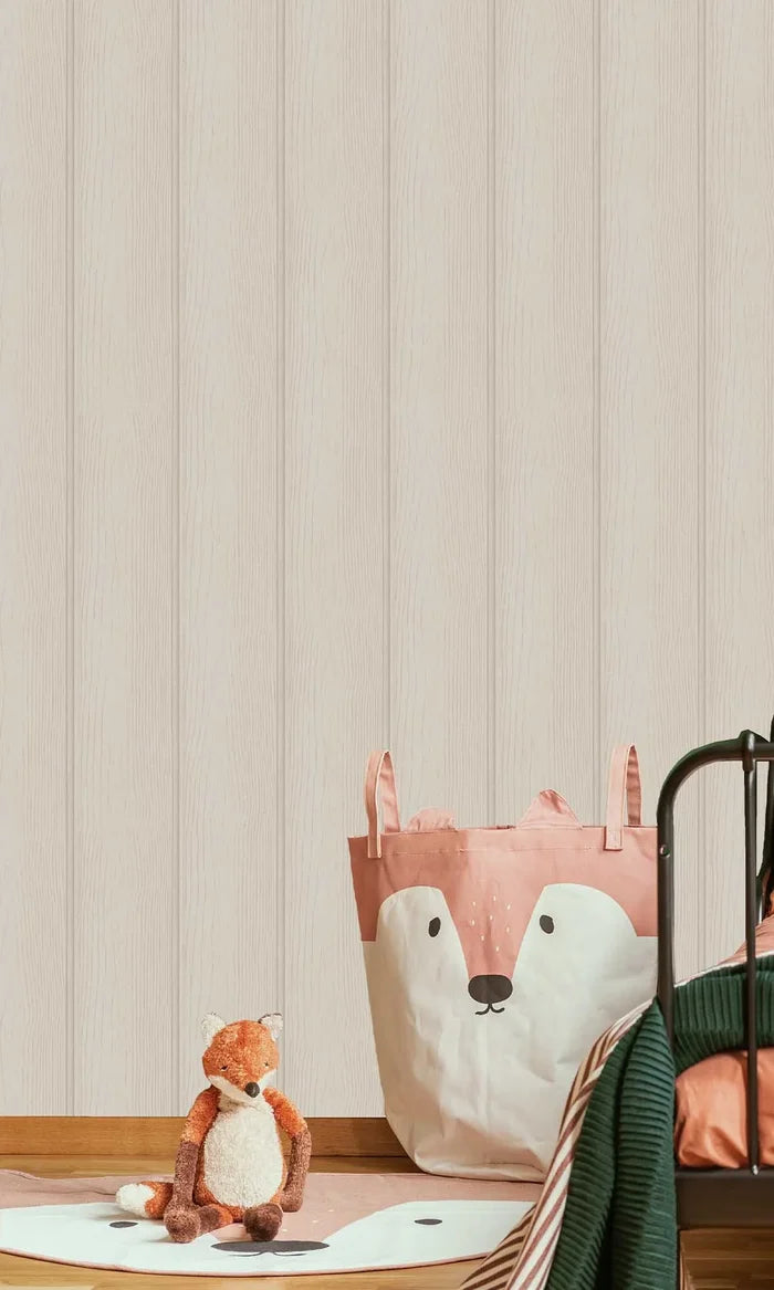 Tongue & Groove – Wood Panel Wallpaper – Beige