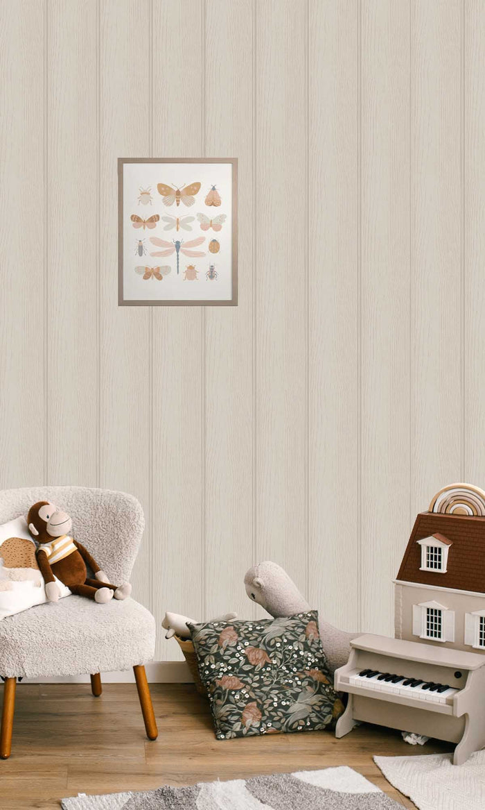 Tongue & Groove – Wood Panel Wallpaper – Beige