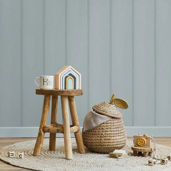 Tongue & Groove – Wood Panel Wallpaper – Blue