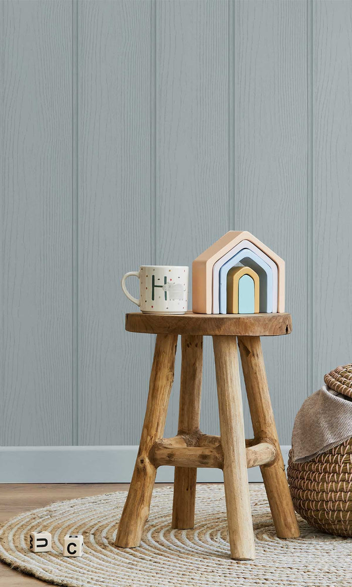 Tongue & Groove – Wood Panel Wallpaper – Blue