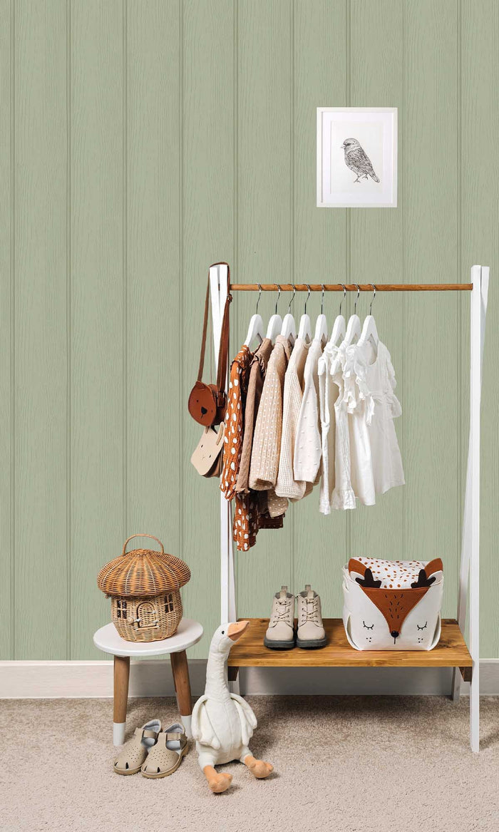Tongue & Groove – Wood Panel Wallpaper – Sage Green
