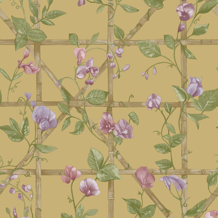 Trailing Floral Trellis – Garden Vine Wallpaper – Ochre