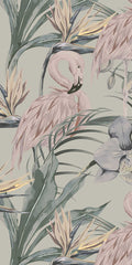 Tropical Shore Flamingo Hybrid Mural - Pastel