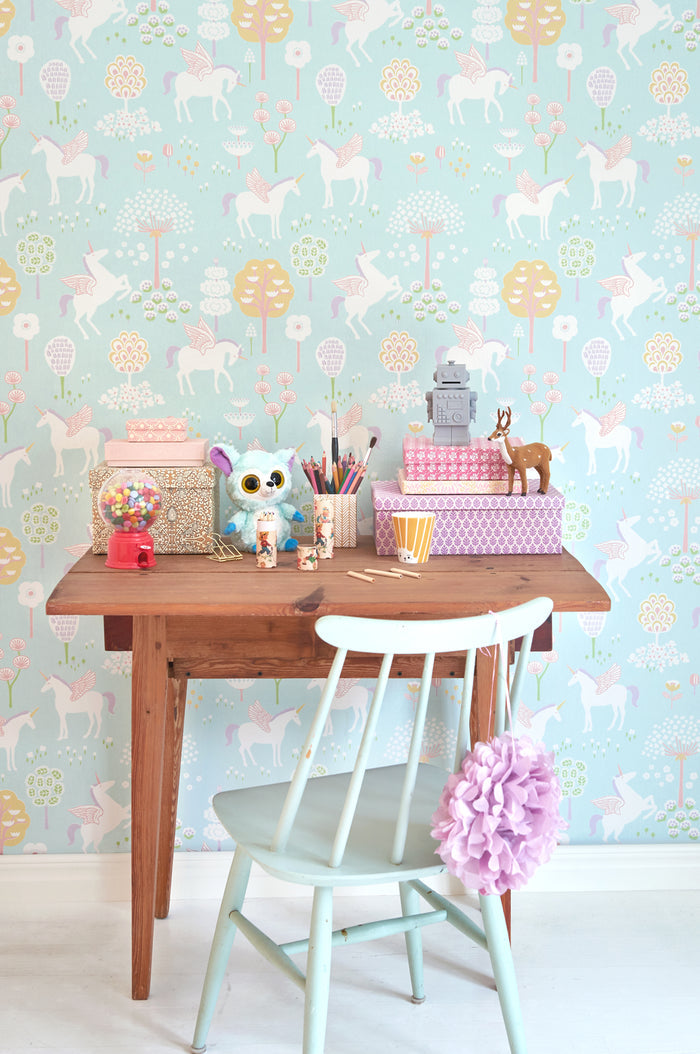 True Unicorns Wallpaper - Turquoise