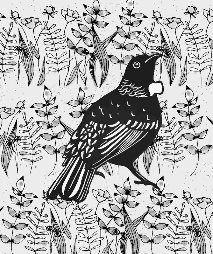 Tui Bird Series - Mackenzie Country - Custom Sized Wallpaper Mural (per m2)