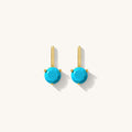 Turquoise Bar earrings in 14k gold plate with a simulated turquoise stone