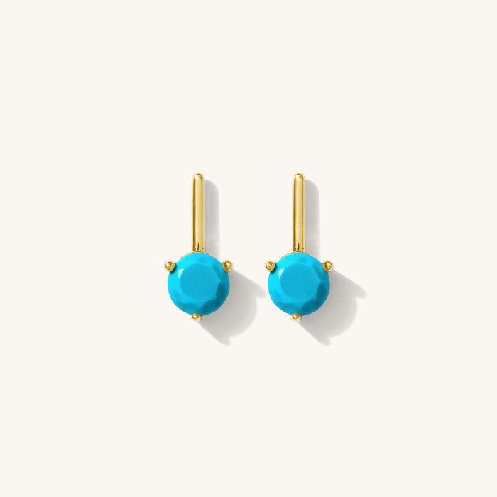 Turquoise Bar earrings in 14k gold plate with a simulated turquoise stone