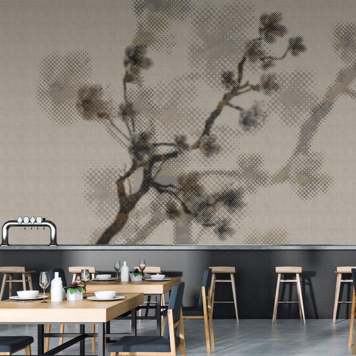 Twigs 1 - Taupe - Custom Sized Wallpaper Mural (per m2)