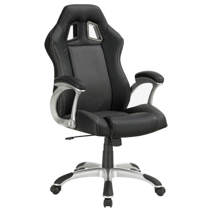 Upholstered Adjustable Home Office Desk Chair Black - Adams Furniture