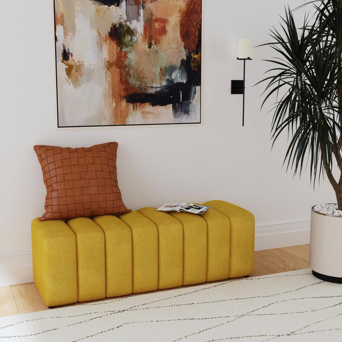 Upholstered Tufted Accent Bench Mustard Yellow - Adams Furniture