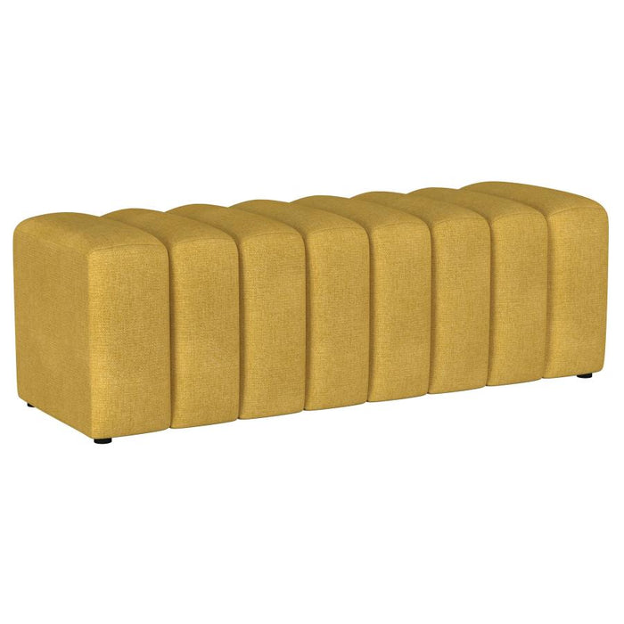 Upholstered Tufted Accent Bench Mustard Yellow - Adams Furniture