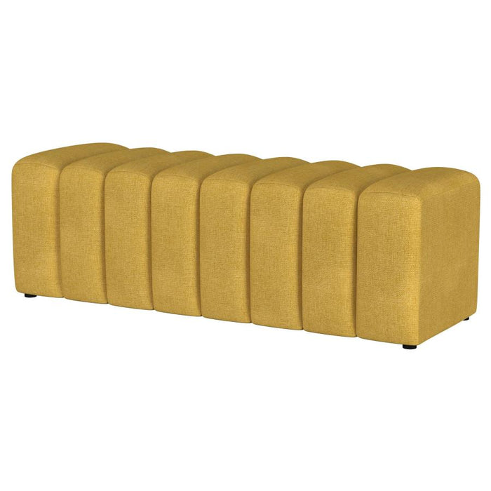 Upholstered Tufted Accent Bench Mustard Yellow - Adams Furniture