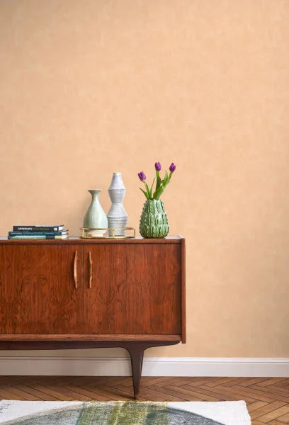 VALLAURIS Plain Wallpaper - Apricot