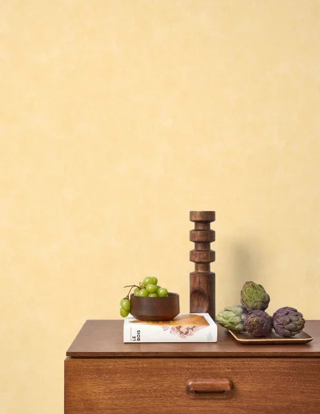 VALLAURIS Plain Wallpaper - Jaune Citronnade