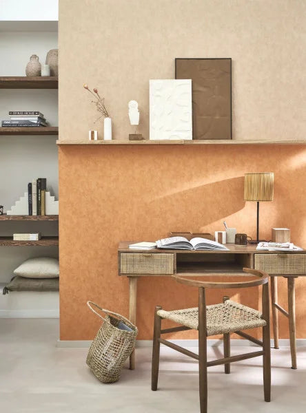 VALLAURIS Plain Wallpaper - Terracotta