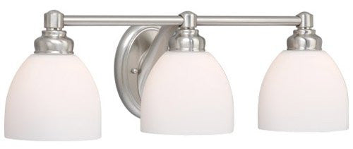 Vaxcel USA STVLD003BN Stockholm 3 Light Bathroom Vanity Lighting Fixture in Nickel, Glass