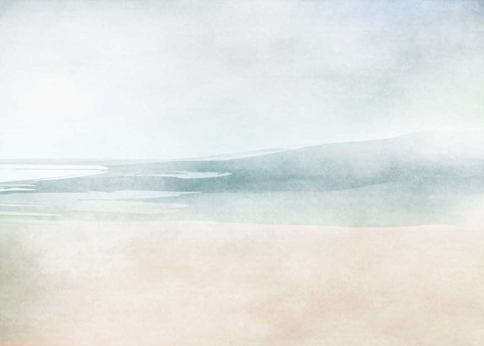 Venice Beach - Blue & White - Custom Sized Wallpaper Mural (per/m2)