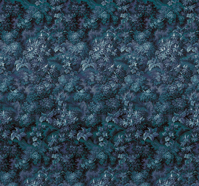 Verdant Grove - Midnight Blue - Custom Sized Wallpaper Mural (per m2)