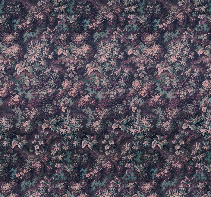 Verdant Grove - Midnight Pink - Custom Sized Wallpaper Mural (per m2)