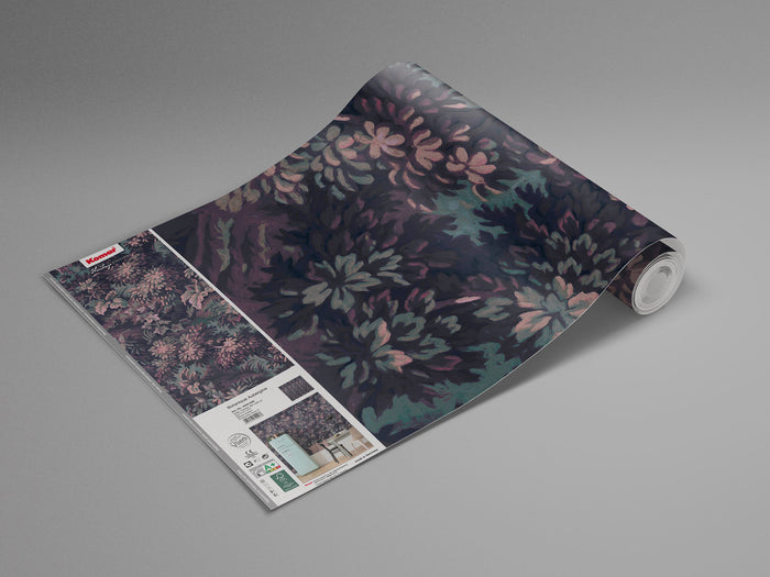 Verdant Grove - Midnight Pink - Custom Sized Wallpaper Mural (per m2)