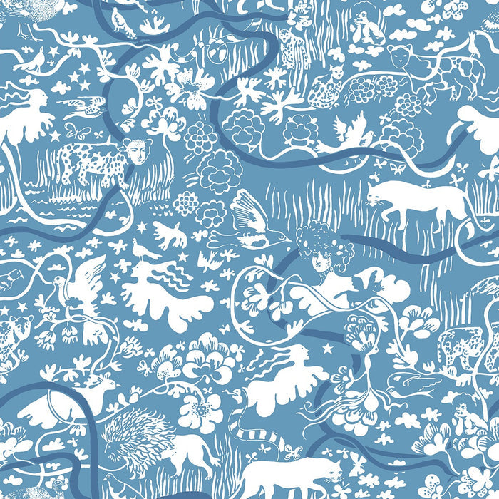 Vines - Custom Sized Wallpaper Mural (per m2) - Blue