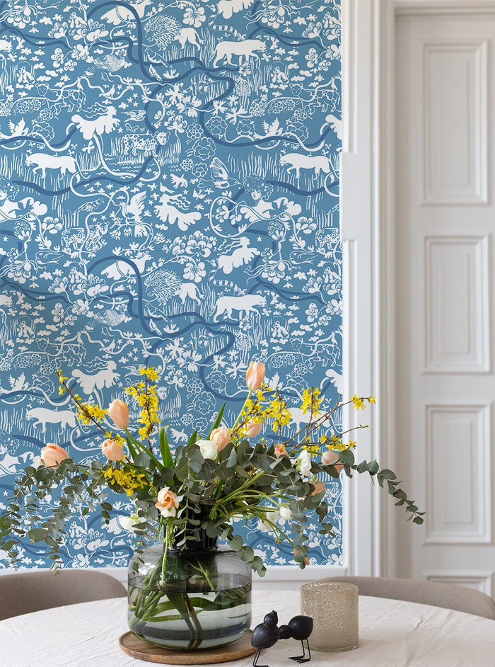 Vines - Custom Sized Wallpaper Mural (per m2) - Blue