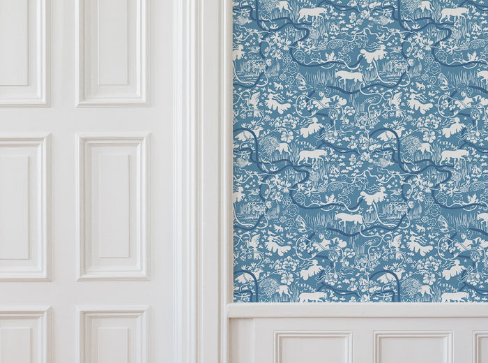 Vines - Custom Sized Wallpaper Mural (per m2) - Blue