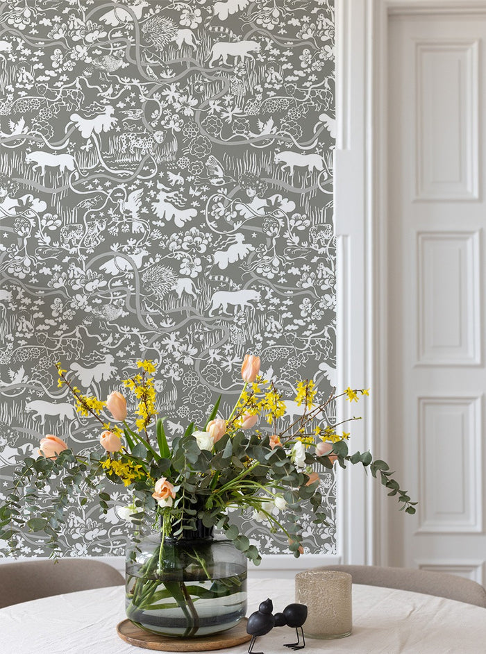 Vines - Custom Sized Wallpaper Mural (per m2) - Grey/Green