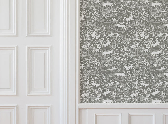 Vines - Custom Sized Wallpaper Mural (per m2) - Grey/Green