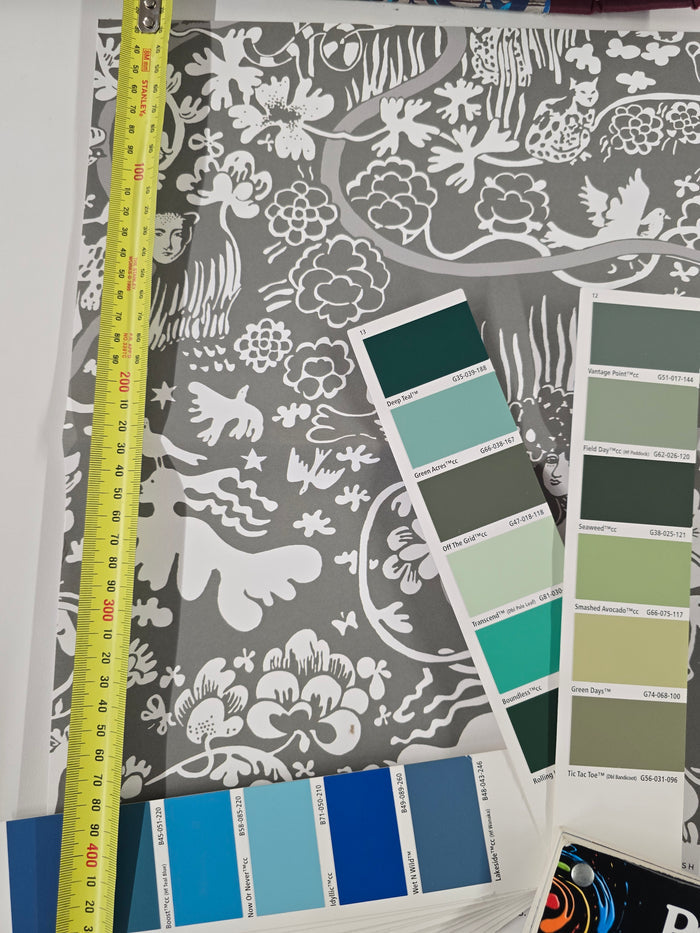 Vines - Custom Sized Wallpaper Mural (per m2) - Grey/Green