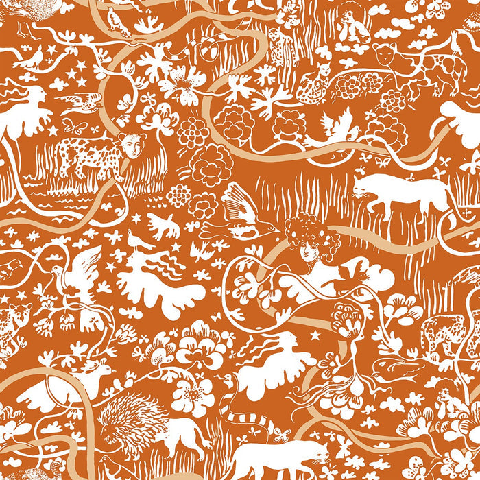Vines - Custom Sized Wallpaper Mural (per m2) - Orange