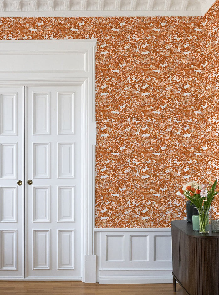 Vines - Custom Sized Wallpaper Mural (per m2) - Orange