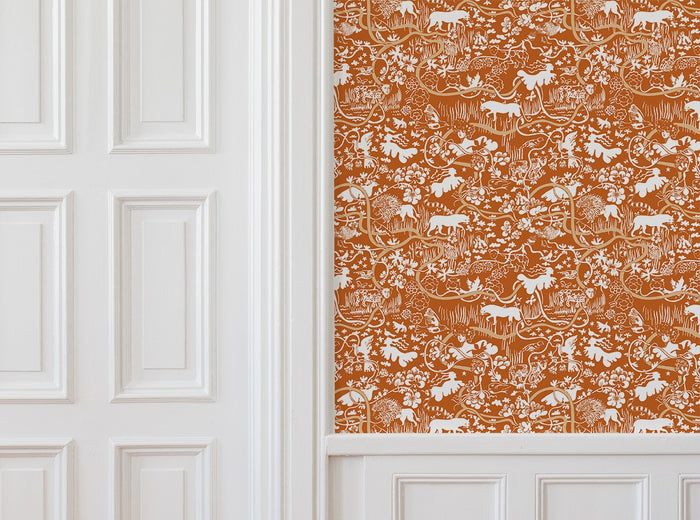 Vines - Custom Sized Wallpaper Mural (per m2) - Orange