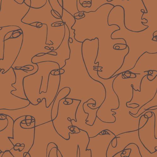 Visages Face Wallpaper - Burnt Orange -  LAST 2 ROLLS