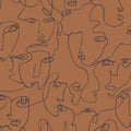 Visages Face Wallpaper - Burnt Orange -  LAST 2 ROLLS