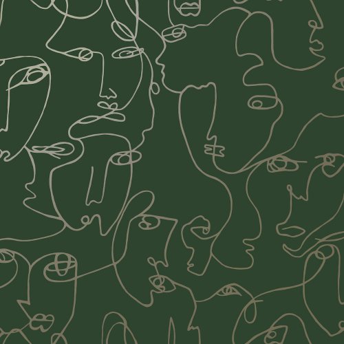 Visages Face Wallpaper - Green and Gold  - LAST ROLL