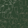 Visages Face Wallpaper - Green and Gold  - LAST ROLL