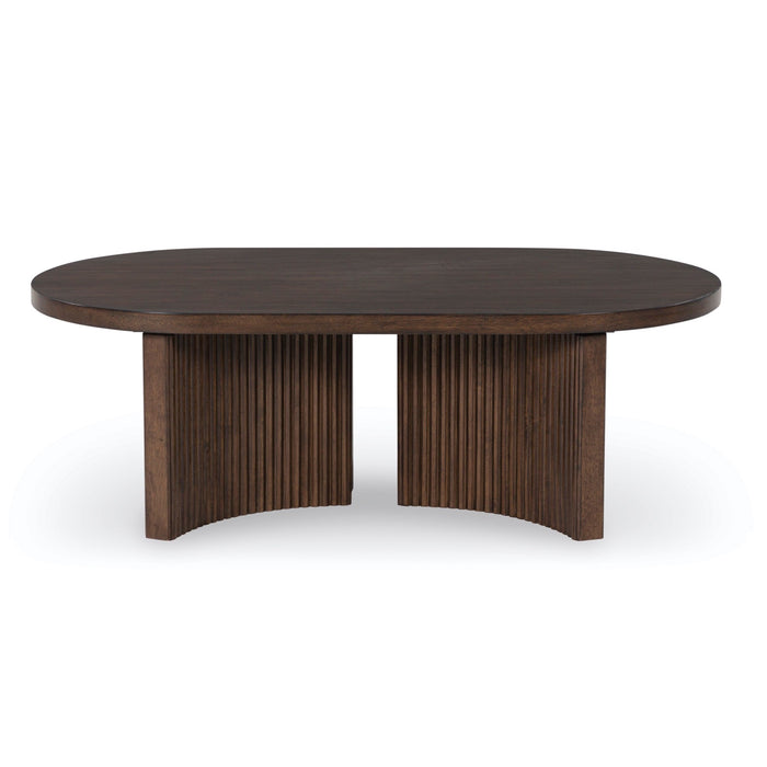 Warm Brown Oval Cocktail Table - Adams Furniture