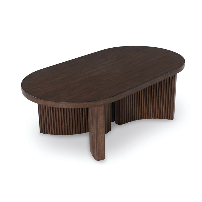 Warm Brown Oval Cocktail Table - Adams Furniture