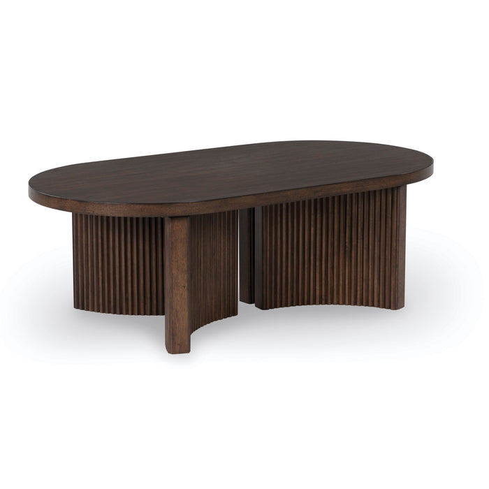 Warm Brown Oval Cocktail Table - Adams Furniture