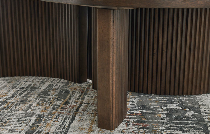 Warm Brown Oval Cocktail Table - Adams Furniture